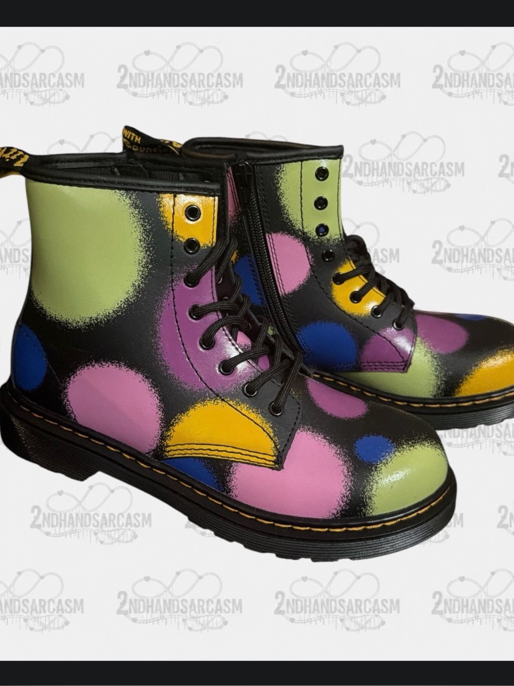 [Women's 5; Men's 4] Doc Marten's Multicolored Spraypaint Boots